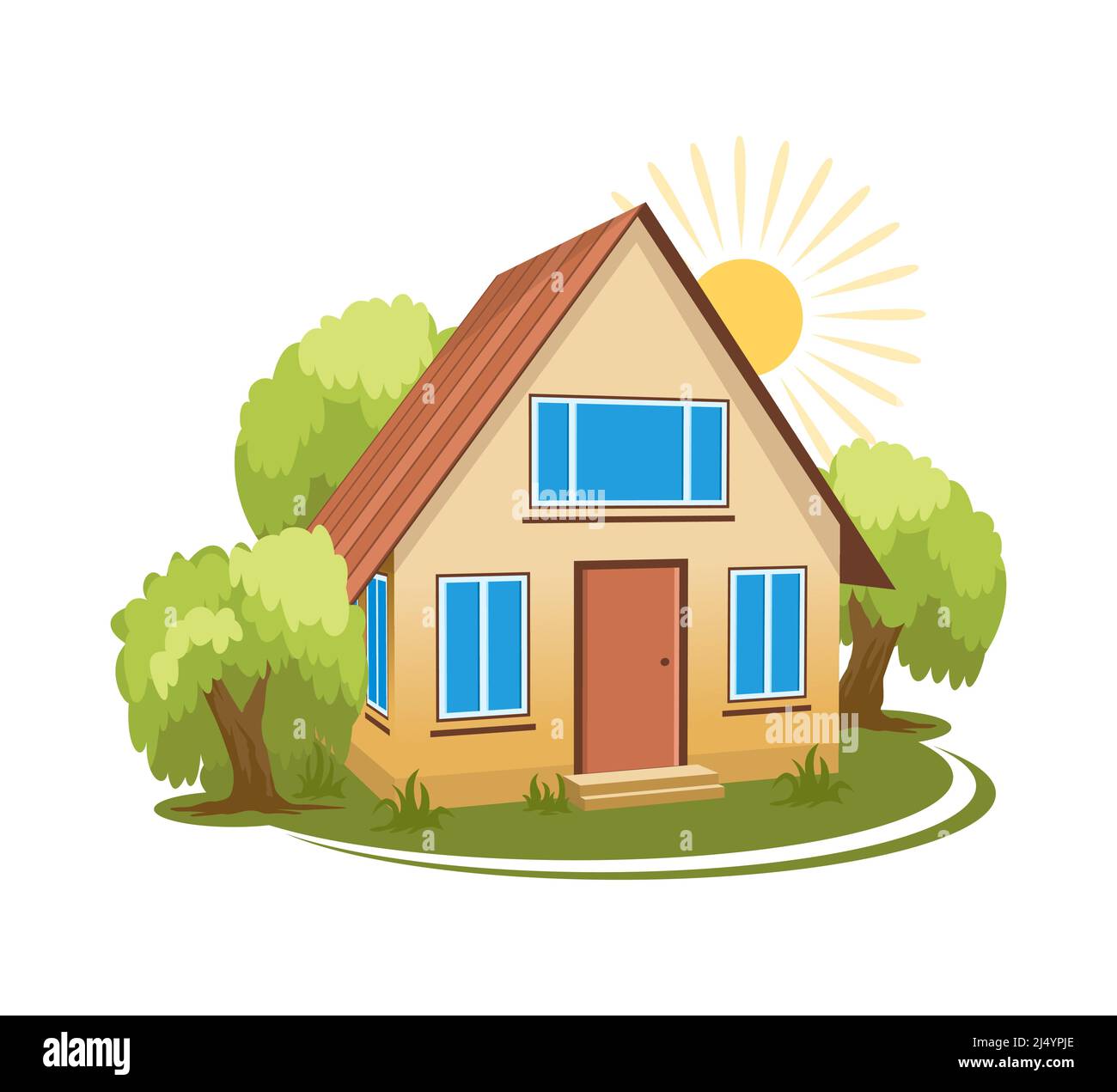 Summer landscape. House surrounded by trees Stock Vector Image & Art ...