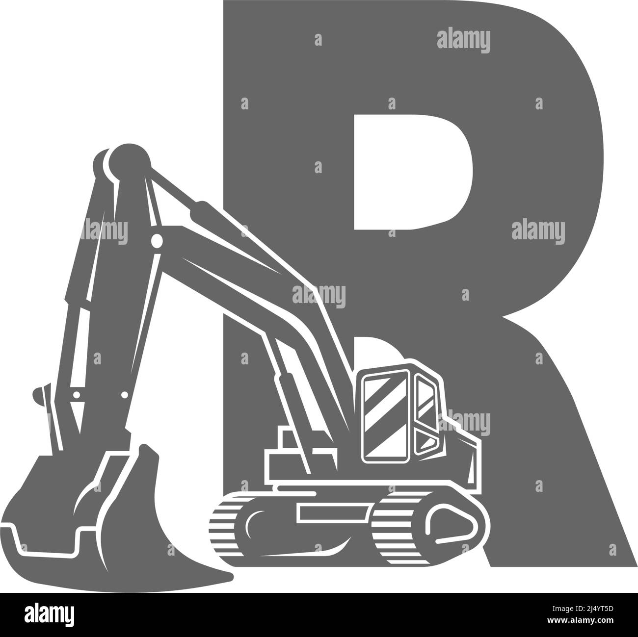Excavator icon with letter R design illustration vector Stock Vector ...