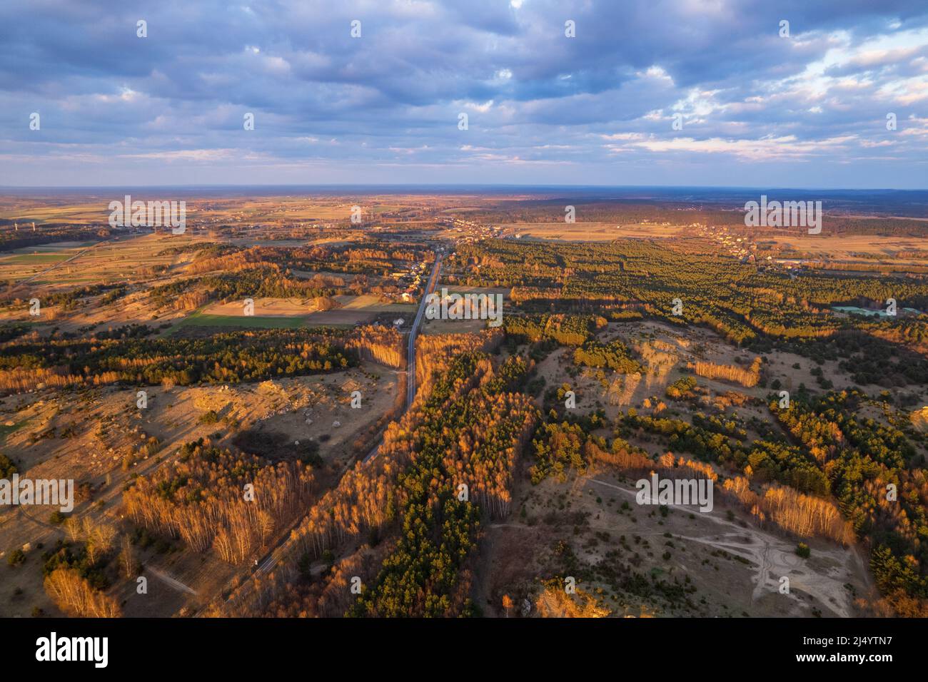 Aerial view of landscape of Jura Krakowsko czestochowska in Poland Stock Photo