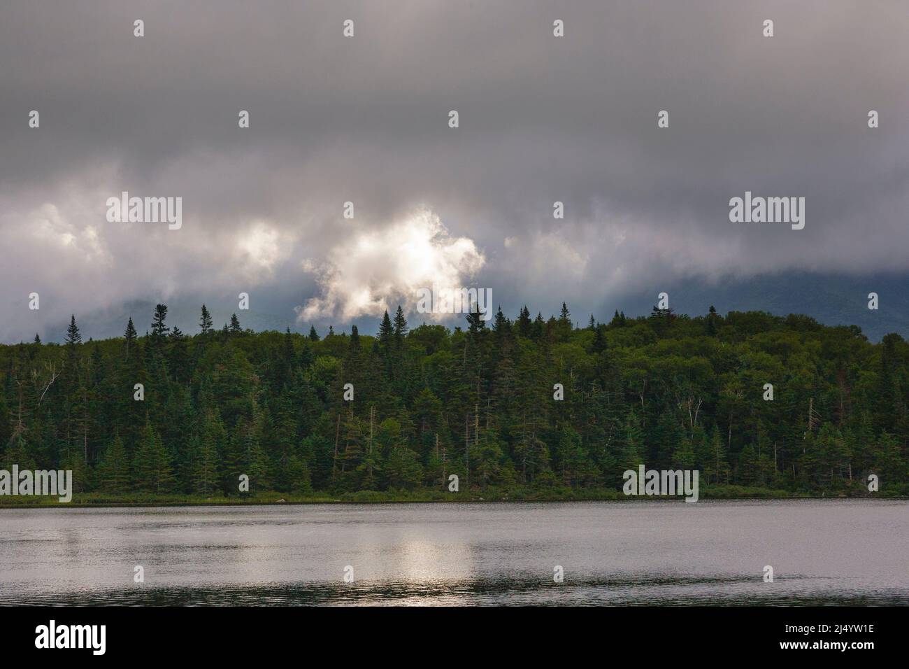 Lonesome Lake in the White Mountains, New Hampshire on cloudy and