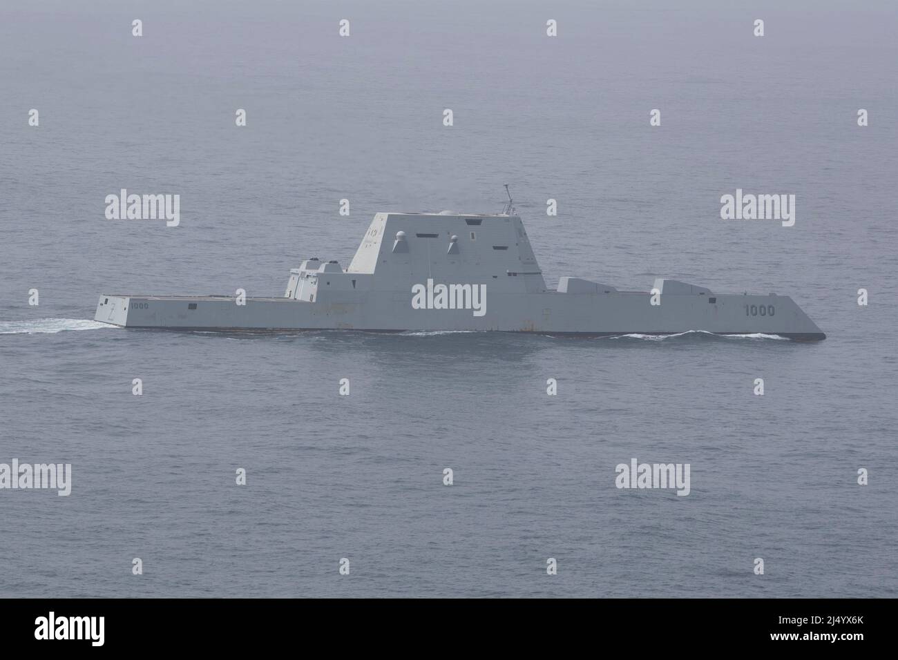 Pacific Ocean, United States. 13 April, 2022. The U.S. Navy Zumwalt-class guided-missile destroyer USS Zumwalt underway conducting routine operations April 13, 2022 in the Pacific Ocean.  Credit: MC2 Malcolm Kelley/Planetpix/Alamy Live News Stock Photo