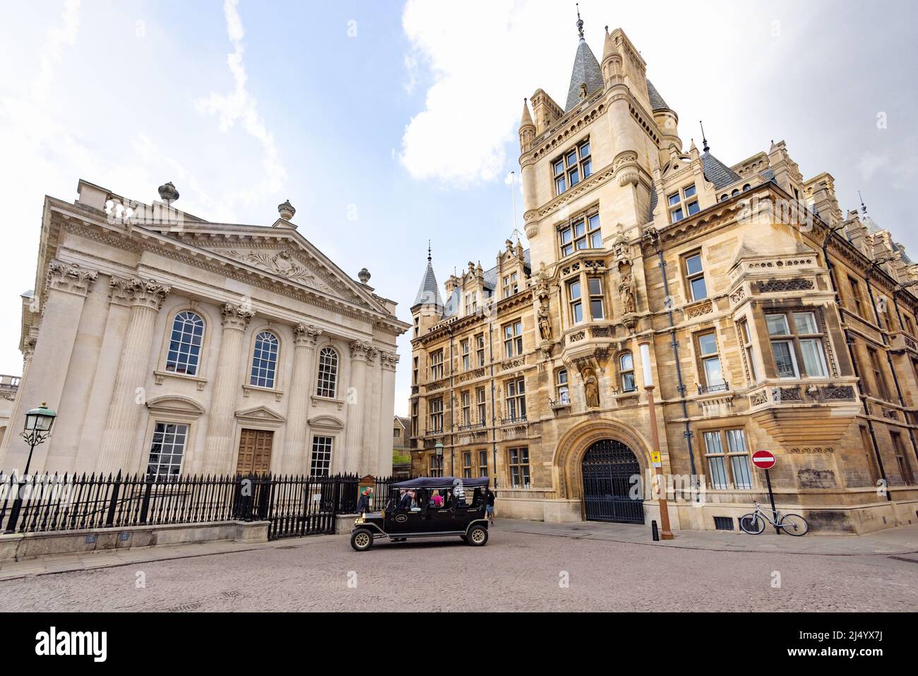 Cambridge University buildings; Gonville and Gaius College and the Senate House, at the top of Kings Parade, Cambridge city centre, Cambridge UK Stock Photo