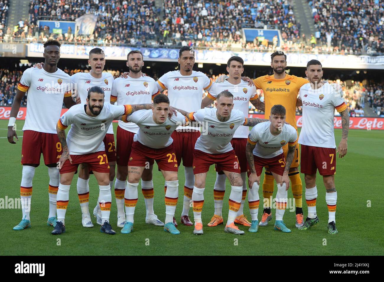 training of AS Roma during the Serie A 2021/22 match between SSC Napoli  and AS Roma at Diego Armando Maradona Stadium Stock Photo
