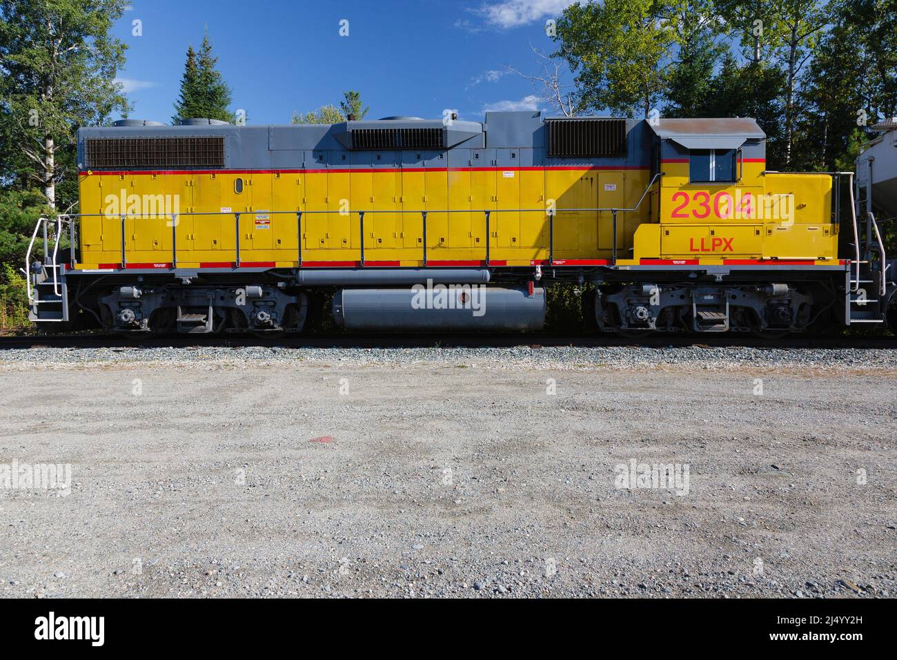 LLPX 2304, on railroad tracks in Whitefield, New Hampshire