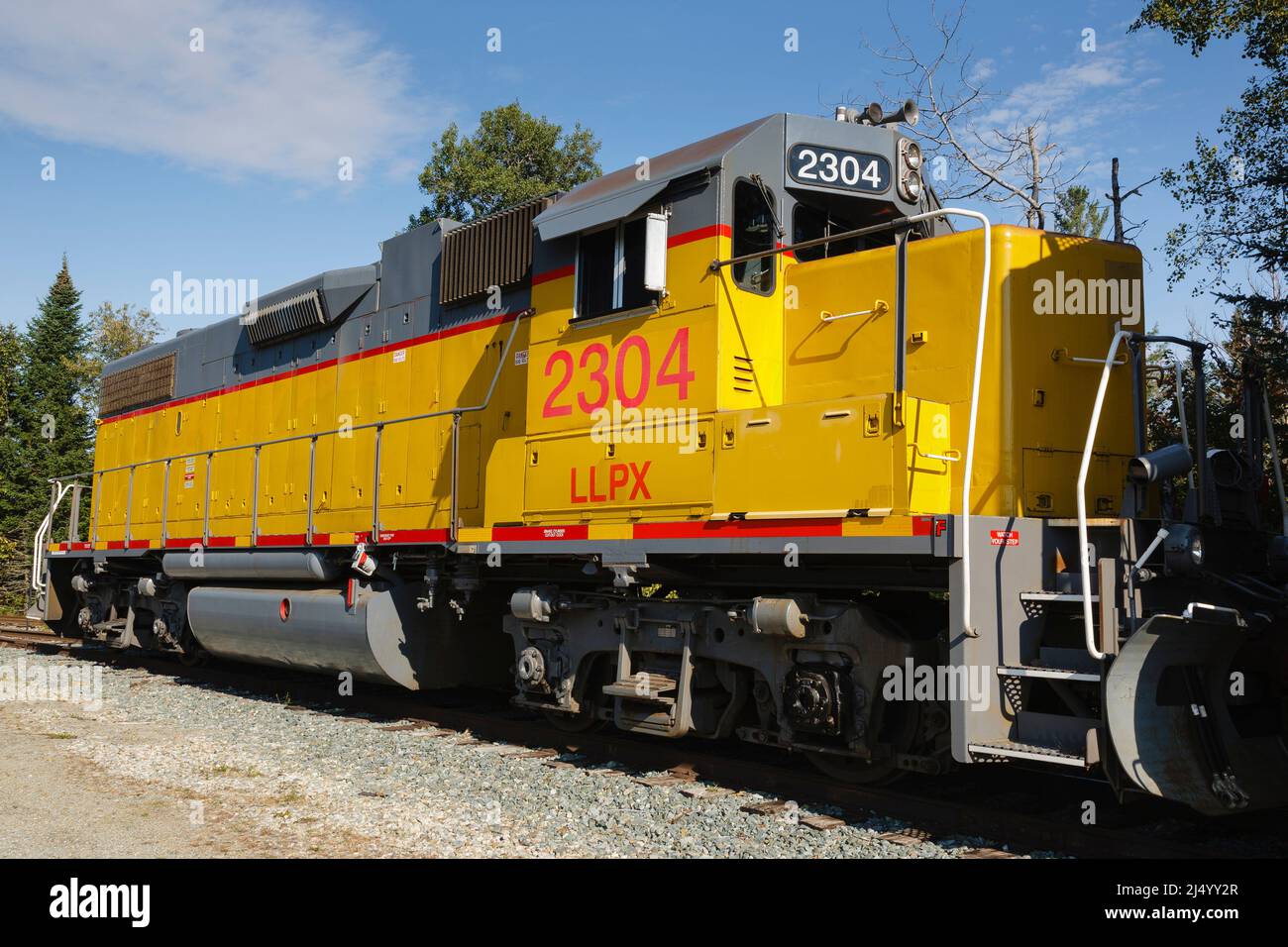 LLPX 2304, on railroad tracks in Whitefield, New Hampshire