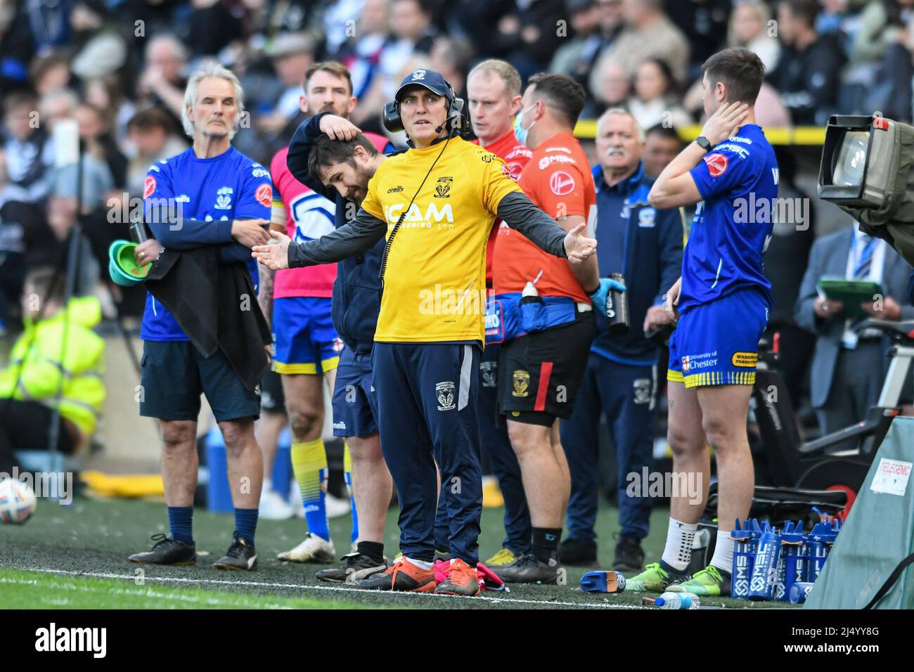 Ryan Sheridan Assistant Coach of Warrington Wolves appeals for a ...