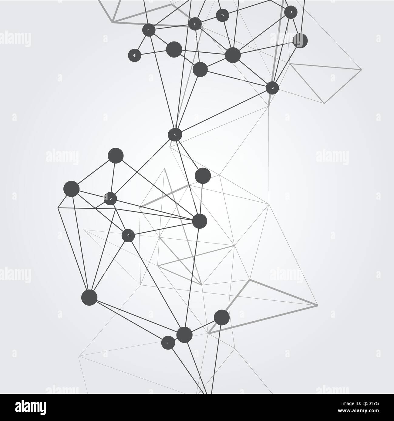 Black molecules in modern style on light background. Design material. Biotechnology concept Stock Vector