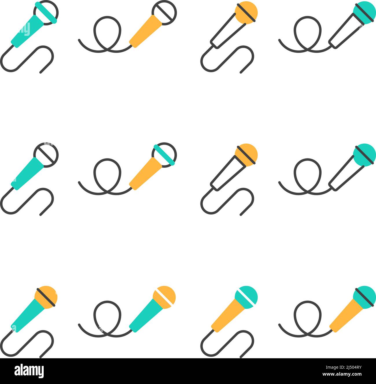 Microphone flat line icons set isolated on white Stock Vector Image ...