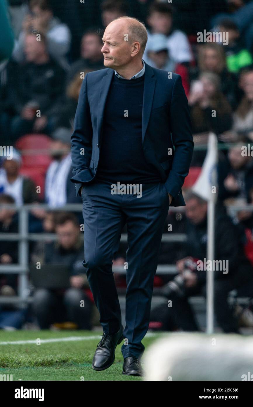 Copenhagen, Denmark. 18th Apr, 2022. Head coach Niels Frederiksen of Broendby IF seen during the 3F Superliga match between FC Copenhagen and Broendby IF at Parken in Copenhagen. (Photo Credit: Gonzales Photo/Alamy Live News Stock Photo