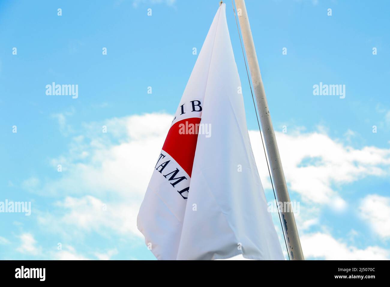 Minas Gerais state flag - red color and horizontal white background - state symbol Stock Photo