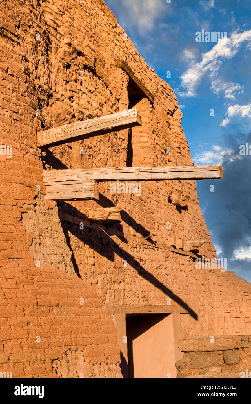 The ruins of the Spanish Mission Church at the Pecos National Historical Park in New Mexico. Stock Photo
