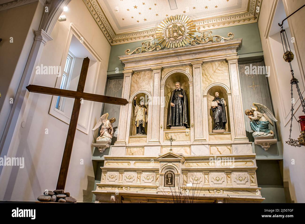 The high altar of the San Felipe de Neri Catholic Church on the Old
