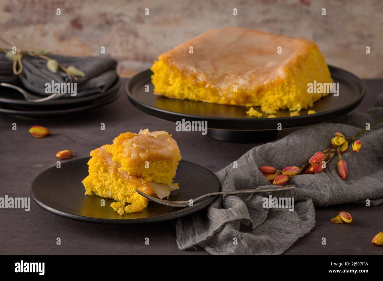 Portuguese sponge cake bolinhol from Vizela, served on a plate. On