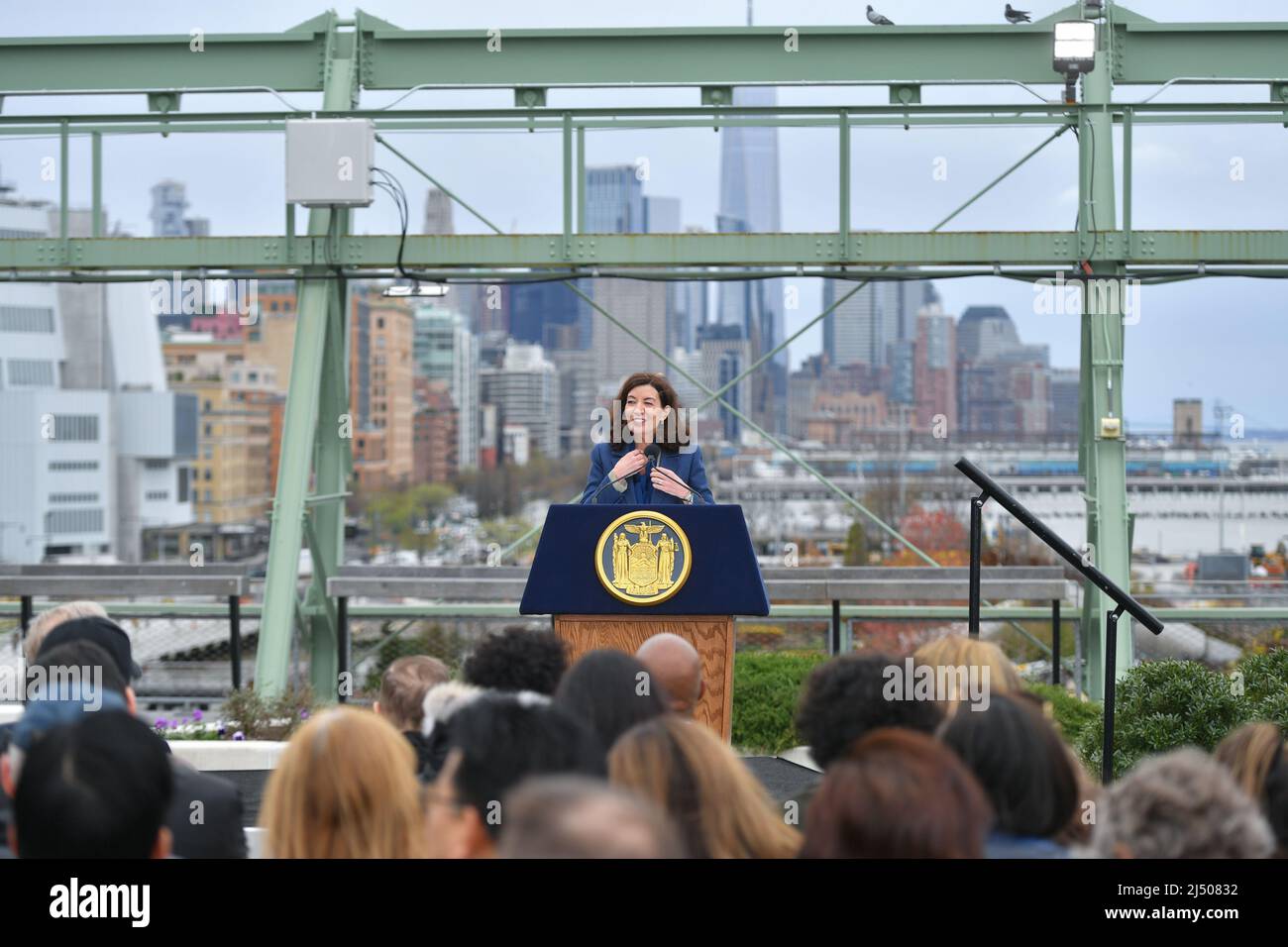 Governor Kathy Hochul attends the opening of Pier 57 Rooftop at Hudson ...