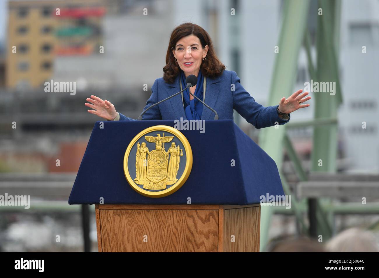 Governor Kathy Hochul attends the opening of Pier 57 Rooftop at Hudson ...