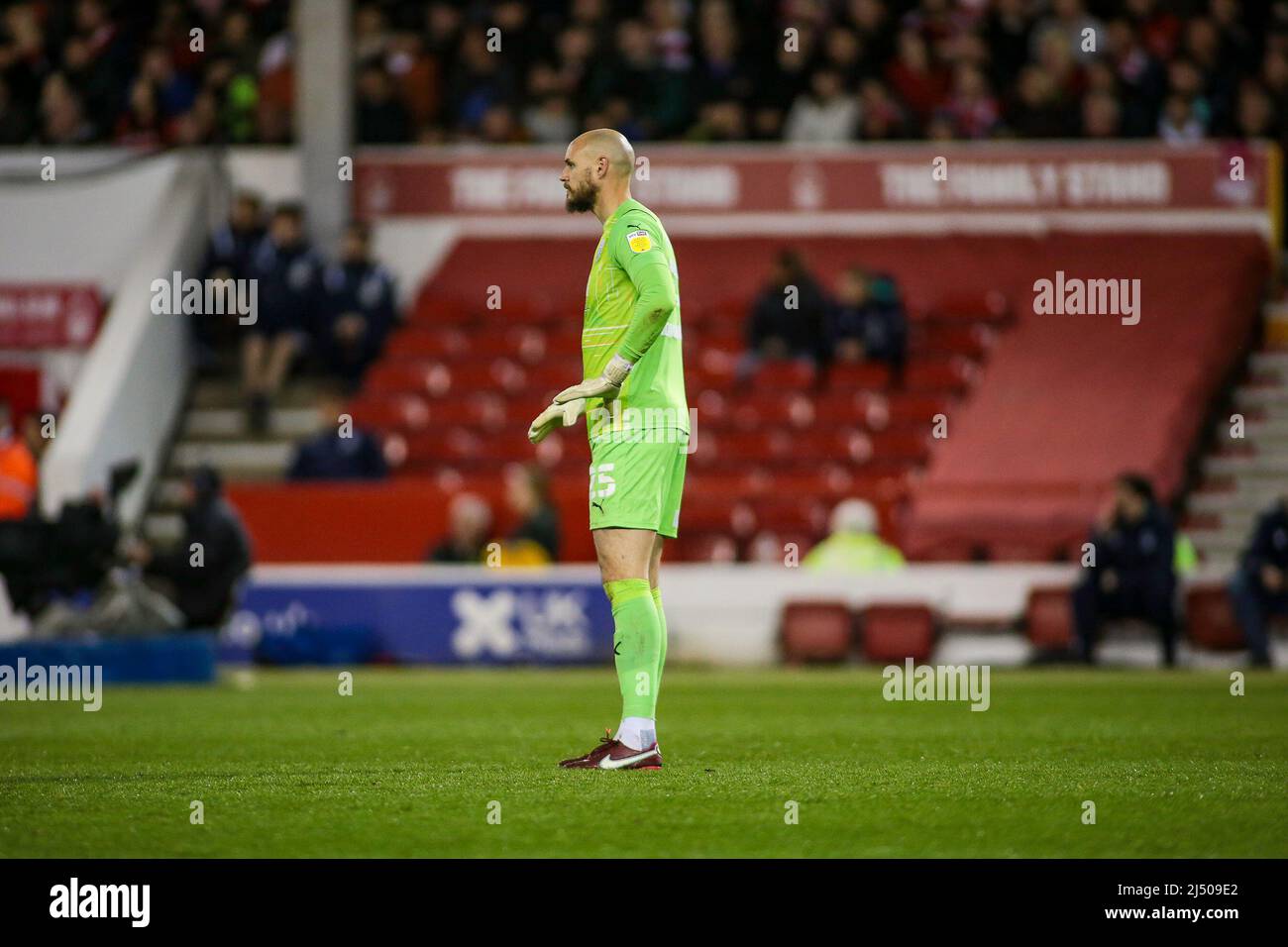Nottingham, UK. 18th Apr, 2022. WBA Goalkeeper David button during the EFL Sky Bet Championship match between Nottingham Forest and West Bromwich Albion at the City Ground, Nottingham, England on 18 April 2022. Photo by Simon Hall. Editorial use only, license required for commercial use. No use in betting, games or a single club/league/player publications. Credit: UK Sports Pics Ltd/Alamy Live News Stock Photo