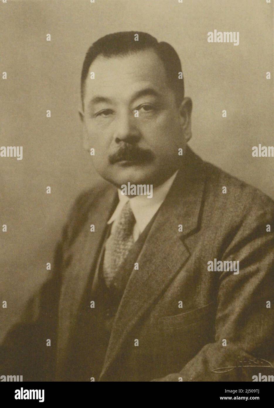 Portrait of Hayakawa Noritsugu (1881–1942) , Japanese industrialist. He opened first Subway in Japan. It was constructed between Ueno and Asakusa (2.2 km). So he is called as father of Subway in Japan. Stock Photo
