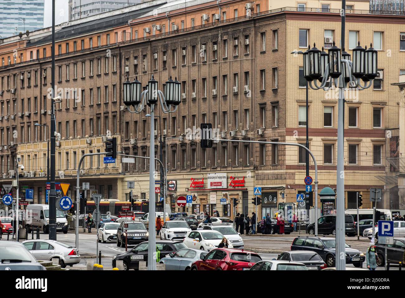 Warsaw, Poland. 04th Mar, 2022. A view of the traffic and tenement