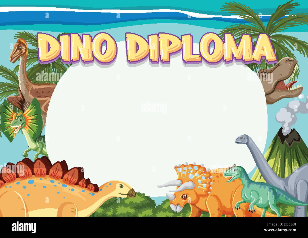 banner-template-with-dinosaur-theme-illustration-stock-vector-image-art-alamy