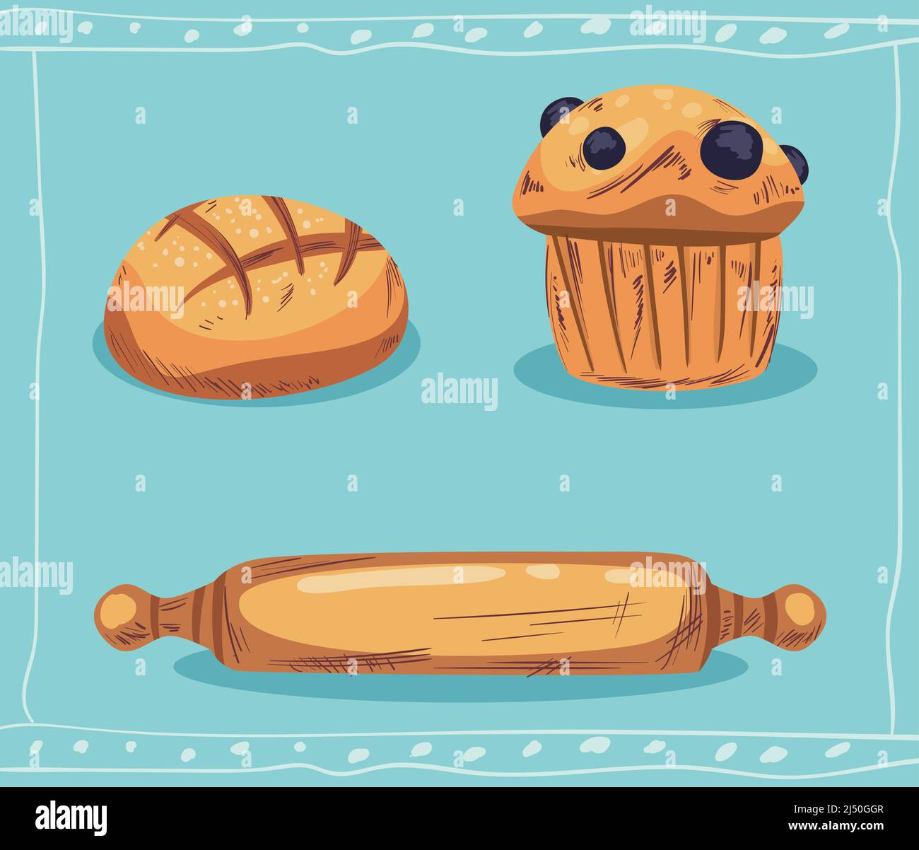 three flat bakery items Stock Vector Image & Art - Alamy