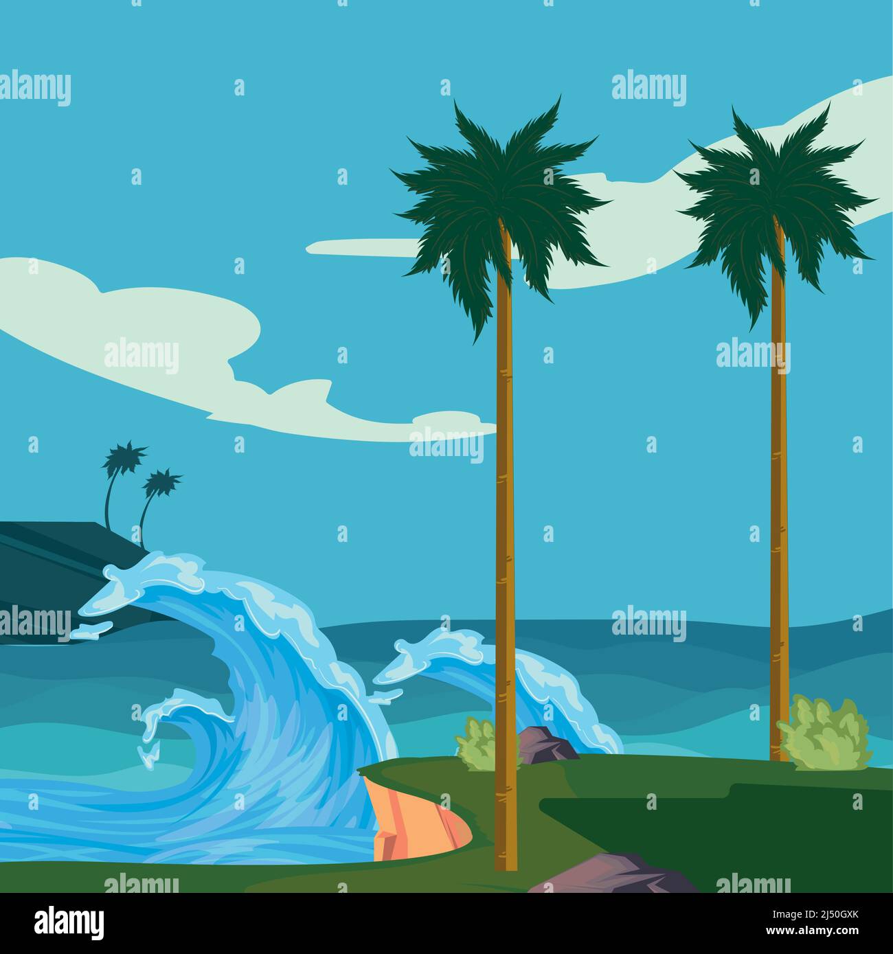 sea landscape illustration Stock Vector Image & Art - Alamy