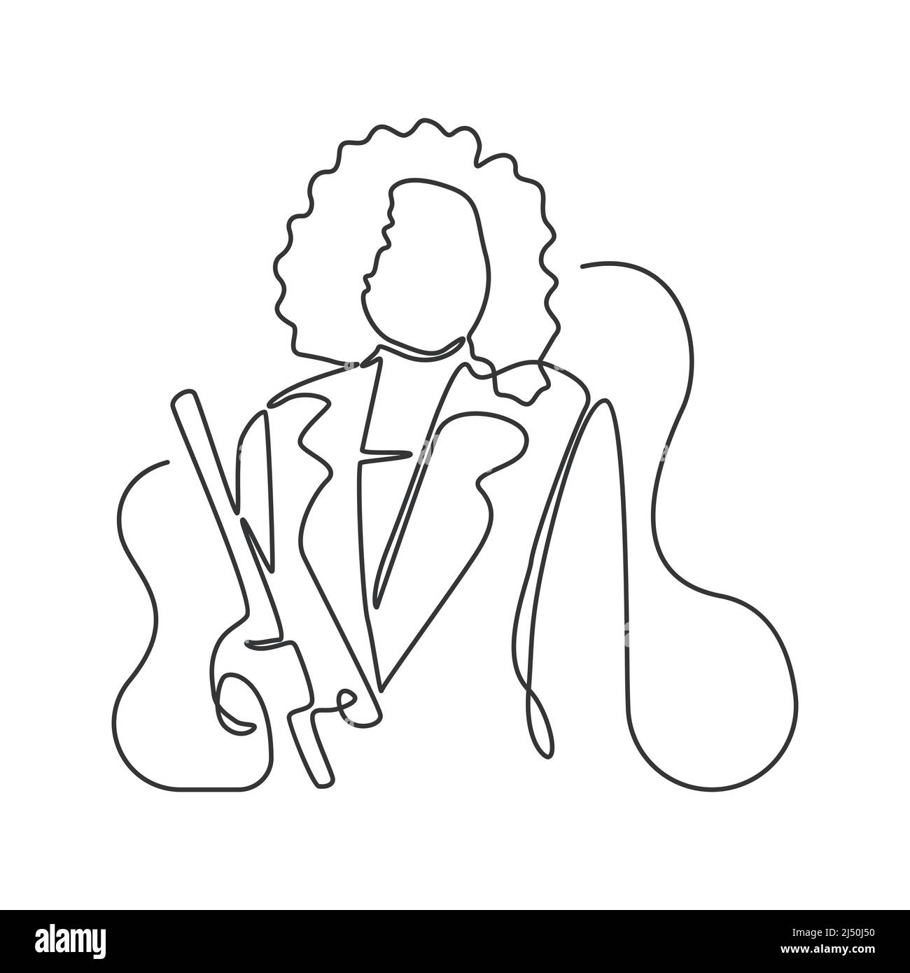 Business Woman Holding Folder Concept Continuous Line Drawing Illustration Stock Vector