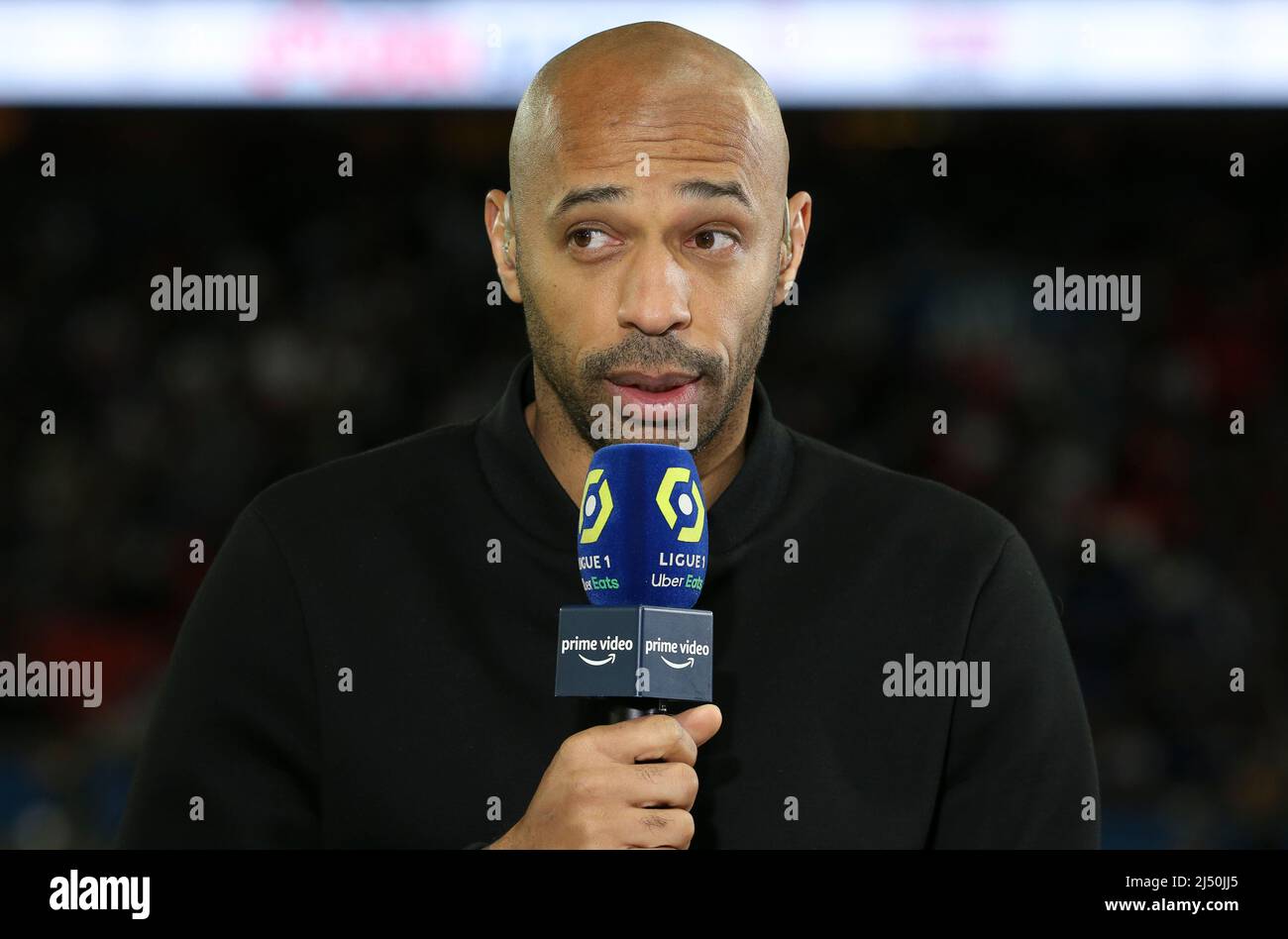 Thierry Henry comments for Amazon Prime Video the French championship Ligue  1 football match between Paris Saint-Germain (PSG) and Olympique de  Marseille (OM) on April 17, 2022 at Parc des Princes stadium