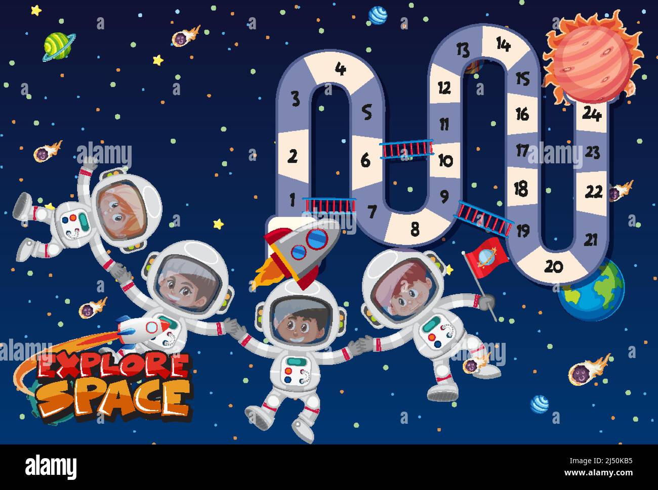 Game template with space theme background illustration Stock Vector ...