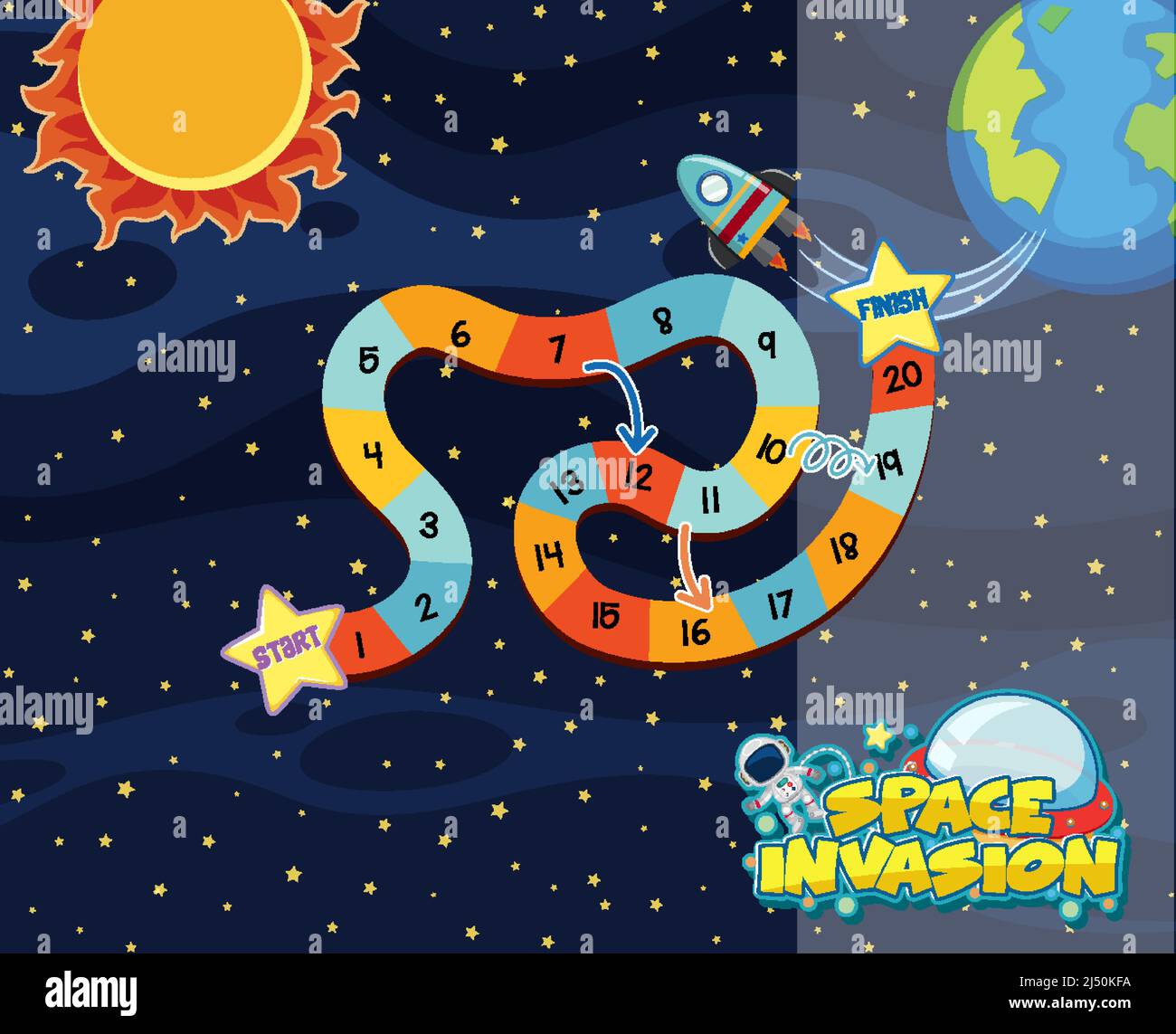 Game template with space theme background illustration Stock Vector ...