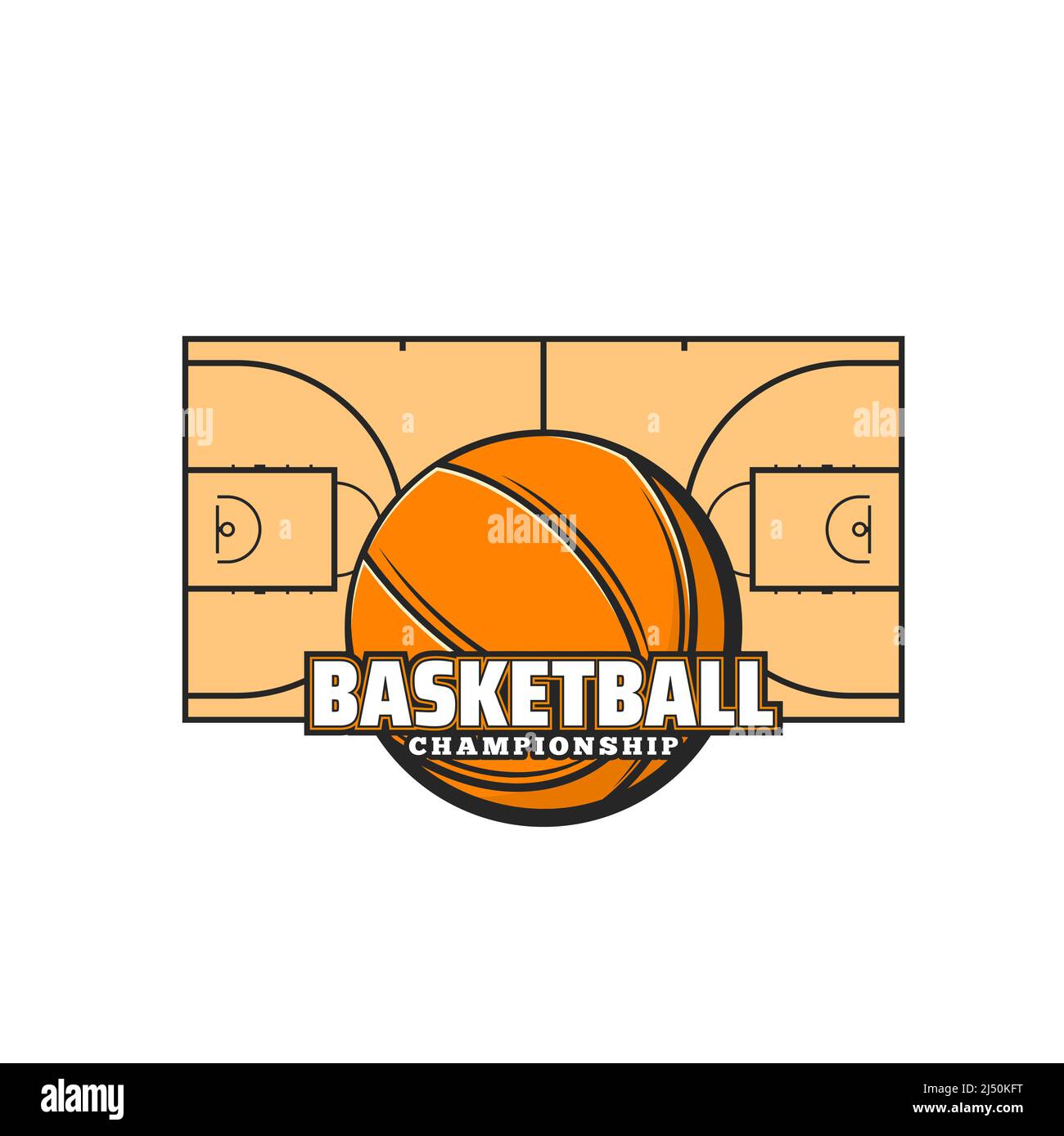Basketball championship vector icon of sport ball and orange basketball