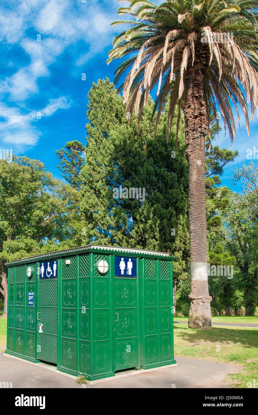 Old-world public toilet block, Fitzroy Gardens, Melbourne Stock Photo