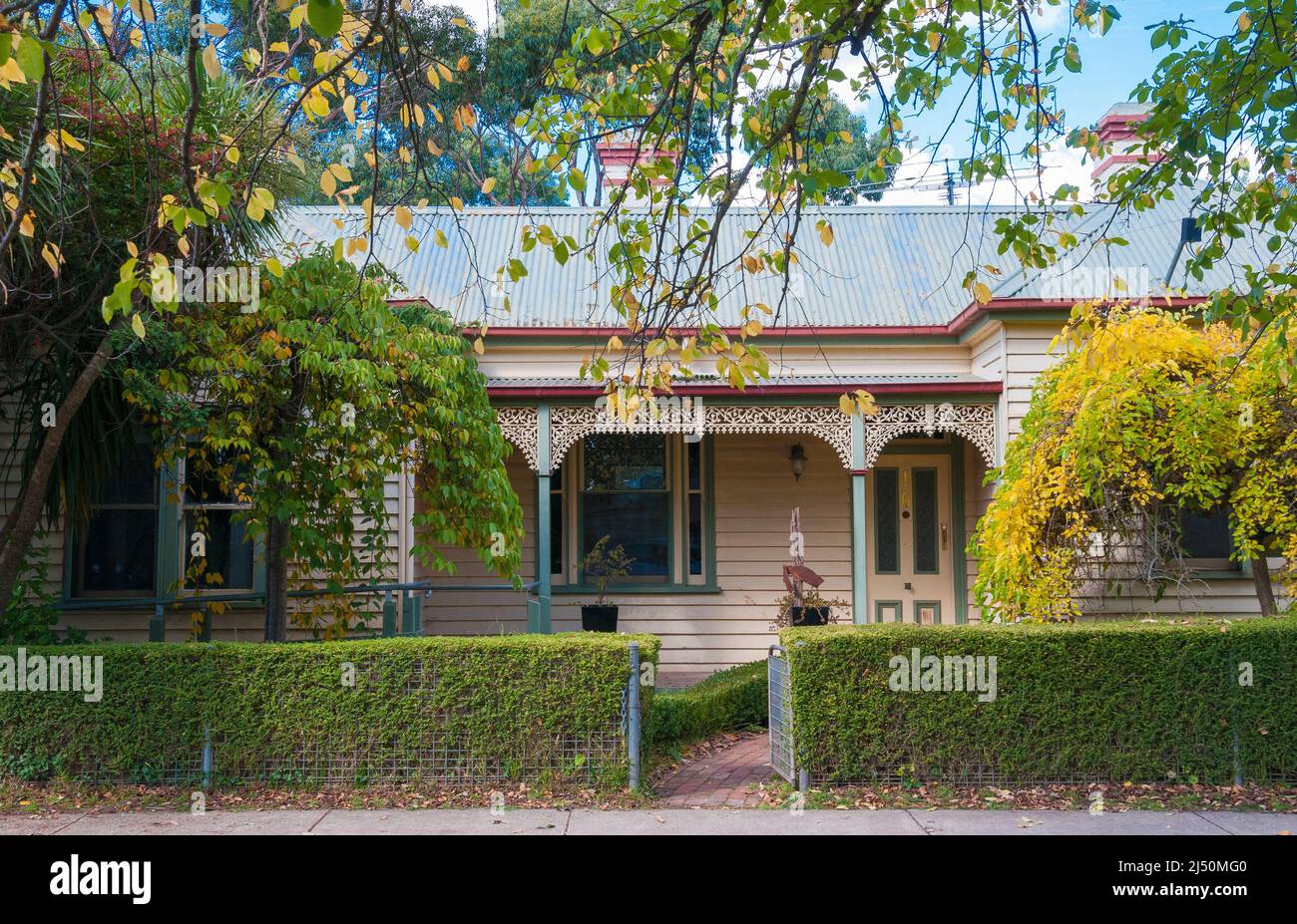Victorian-era weatherboard home in the gold rush-era town of Lancefield ...