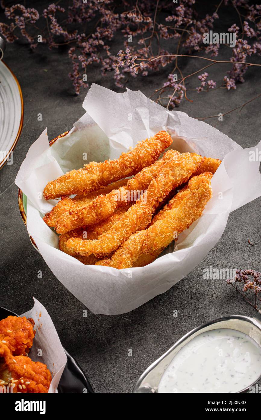 Deep fried chicken fillet stripes Stock Photo Alamy