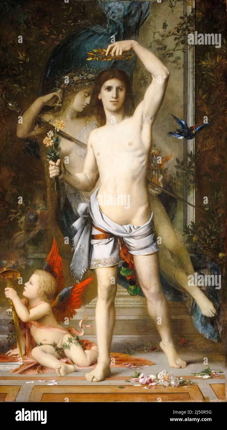 Gustave Moreau, The Young Man And Death, painting in oil on canvas, 1856-1865 Stock Photo