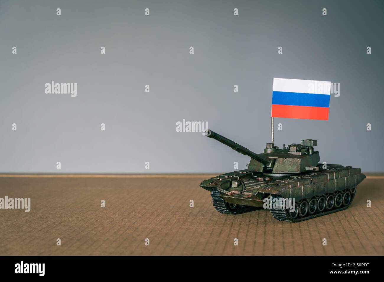 Toy tanks with Russian flag Stock Photo