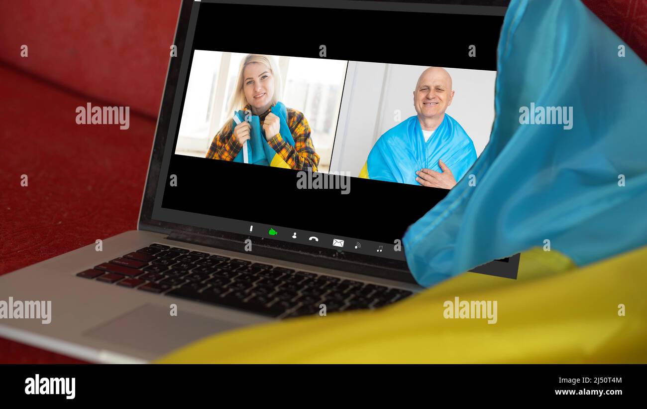 laptop, ukraine, video chats. video conference Stock Photo Alamy