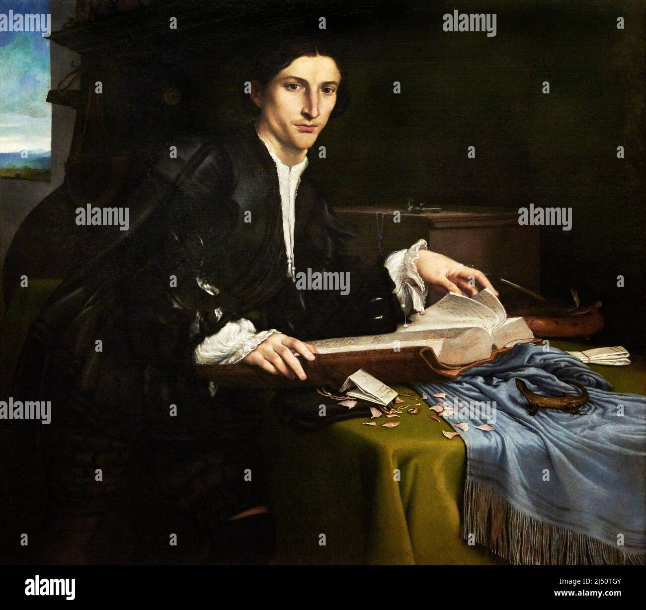 Ritratto di giovane gentiluomo olio su tela Lorenzo Lotto 1530