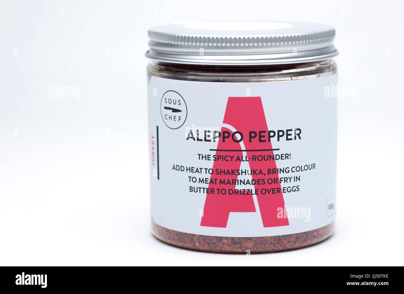 Jar of Sous Chef Aleppo Pepper Stock Photo