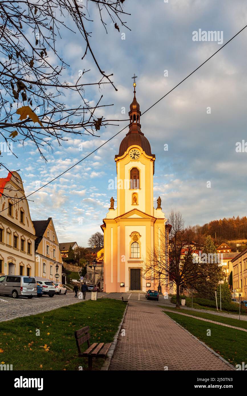 Kostel sv. Jana Nepomuckeho church from 18the century in Stramberk town in Czech republi Stock Photo