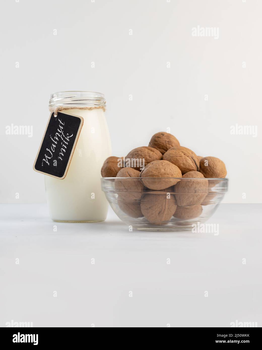 A bottle of dairy free alternative vegan walnut milk. Proteinrich