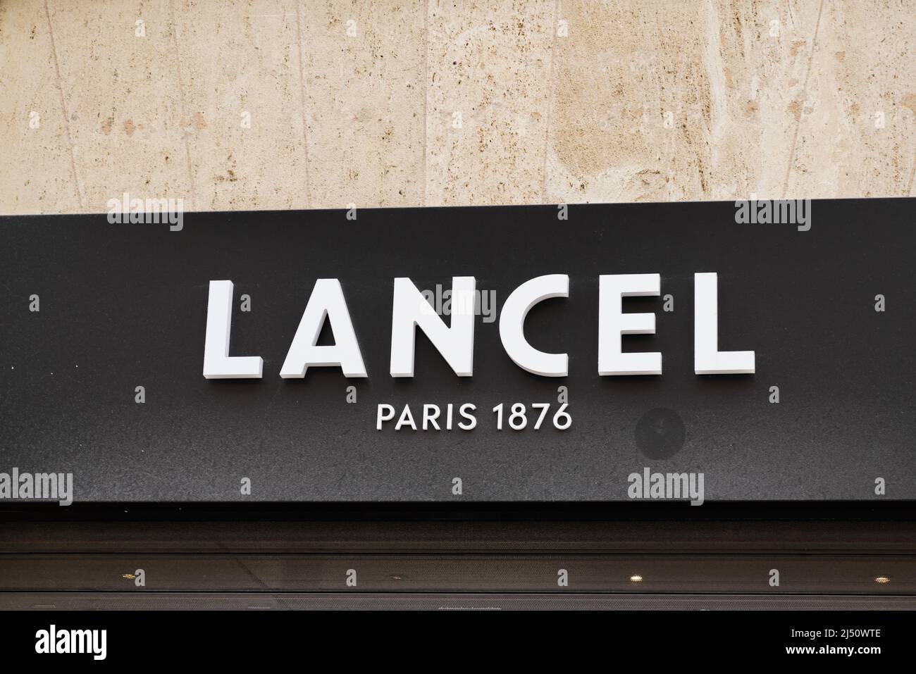 Bordeaux , Aquitaine  France - 03 20 2022 : lancel shop text and sign logo facade store of luxury fashion french brand Stock Photo