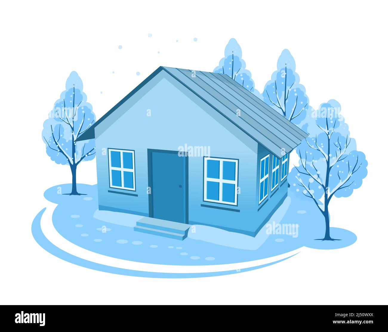 Winter landscape. House surrounded by trees Stock Vector Image & Art ...