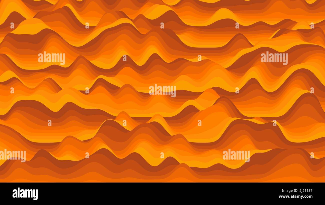 Retro orange stripes distorted backdrop. Procedural vintage ripple ...