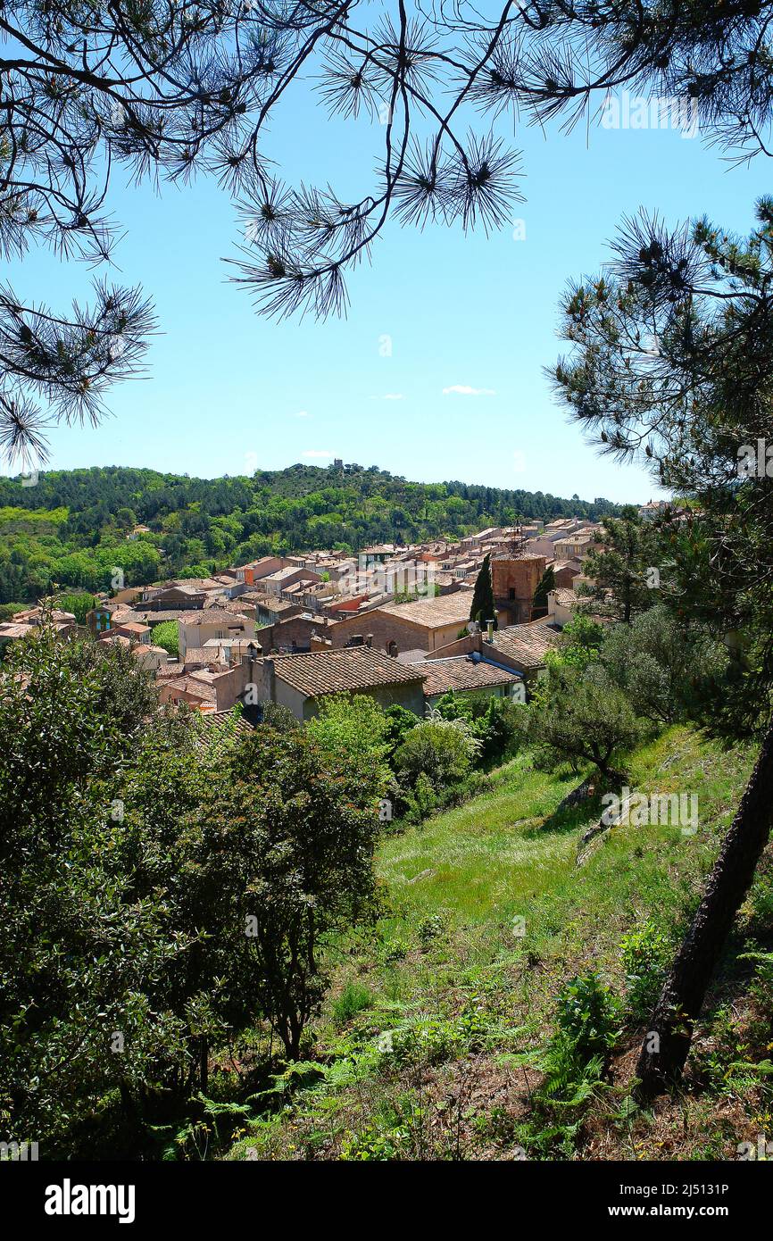 Over view of La Garde in the Maures in spring from fort