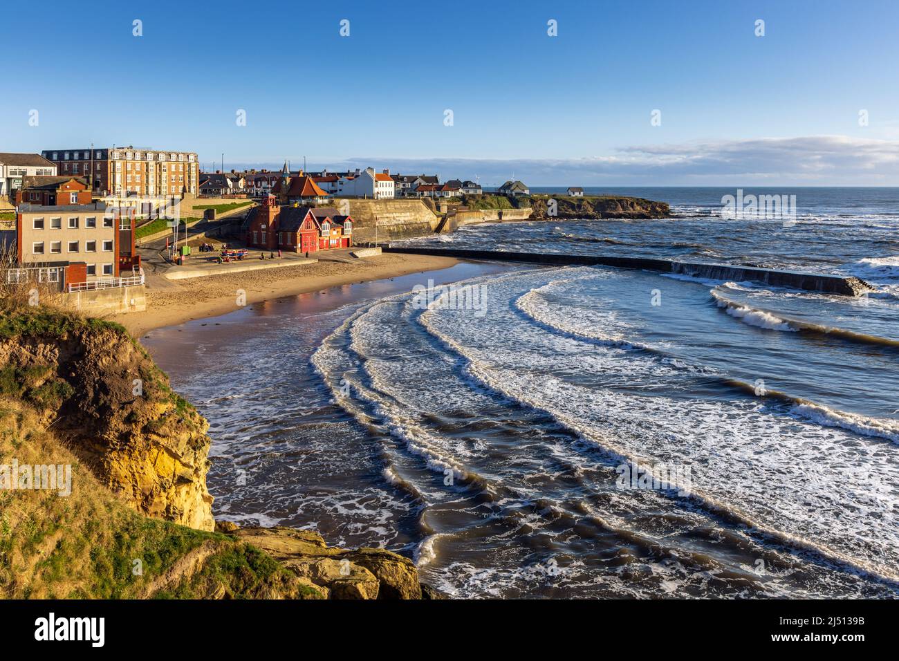 An early spring morning at Cullercoats in North Tyneside, England, Uk. Stock Photo