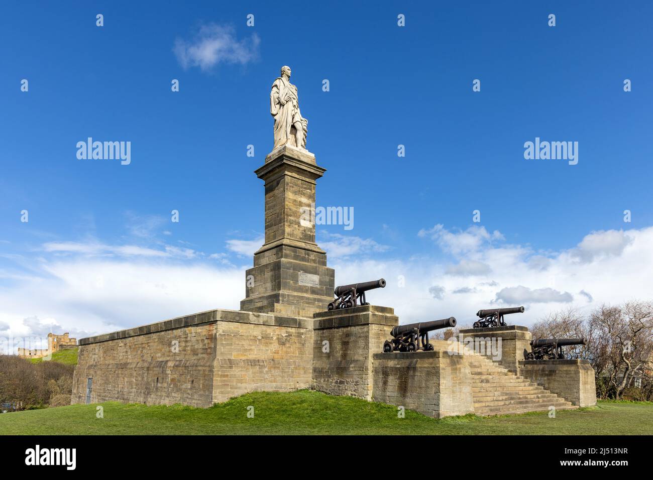 Admiral Lord Collingwood monument in Tynemouth, north-east England.  Sculptor John Graham Lough, architect John Dobson. A grade II listed monument. Stock Photo