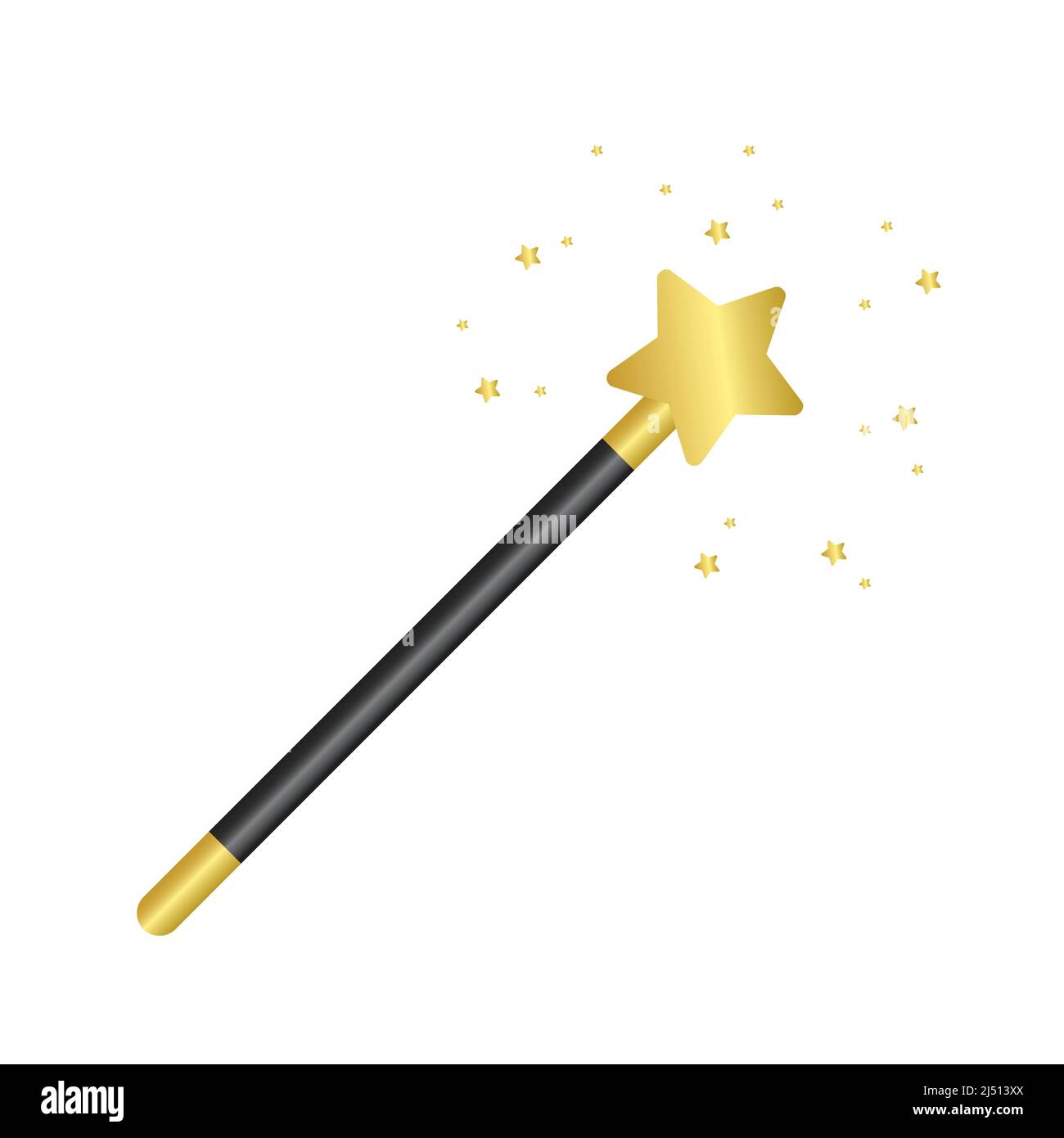 magic golden glitter wand isolated on white background Stock Vector
