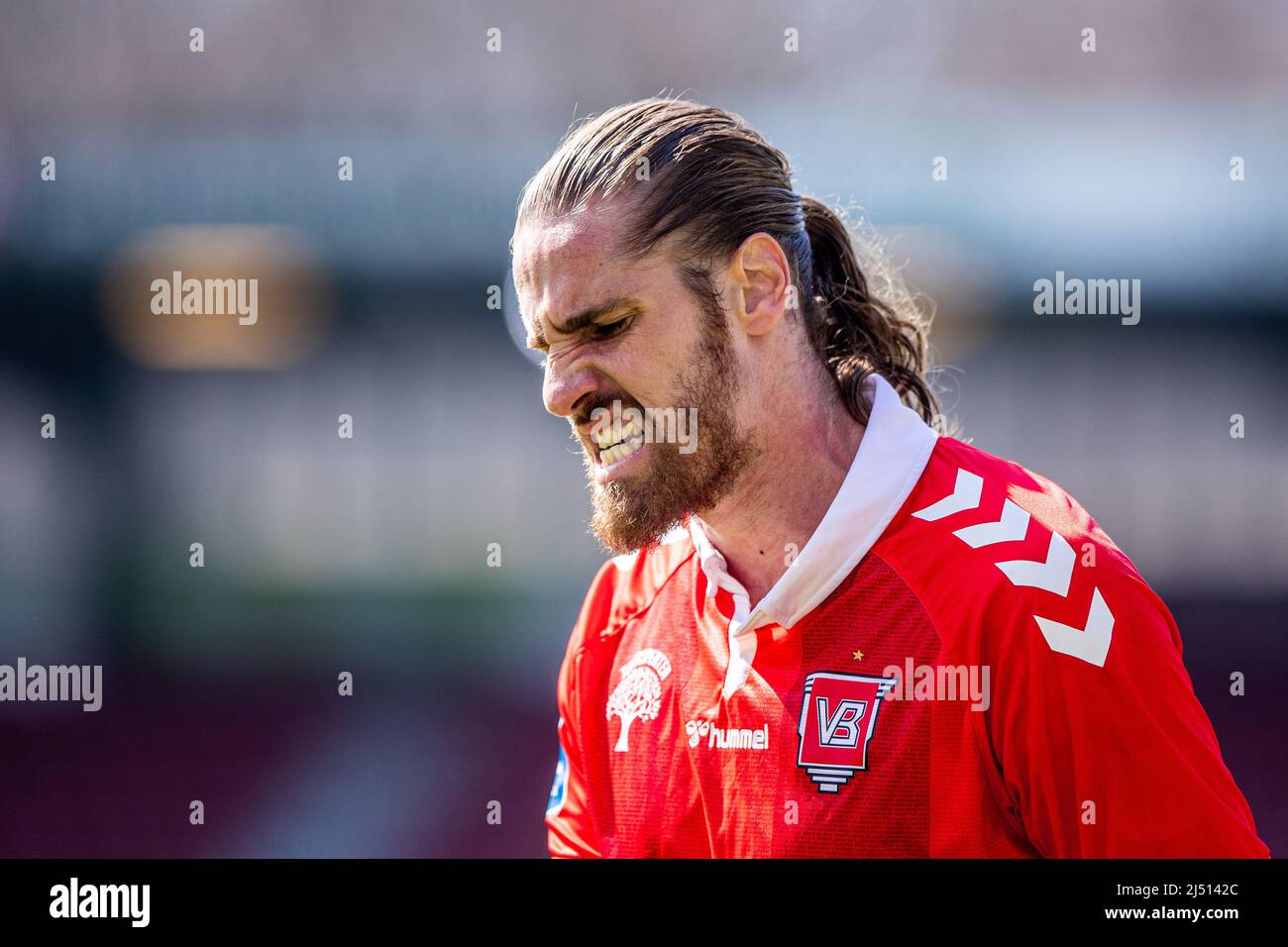 Vejle, Denmark. 18th Apr, 2022. Raul Albentosa (6) of Vejle Boldklub seen  during the 3F Superliga match between Vejle Boldklub and FC Nordsjaelland  at Vejle Stadion in Vejle. (Photo Credit: Gonzales Photo/Alamy