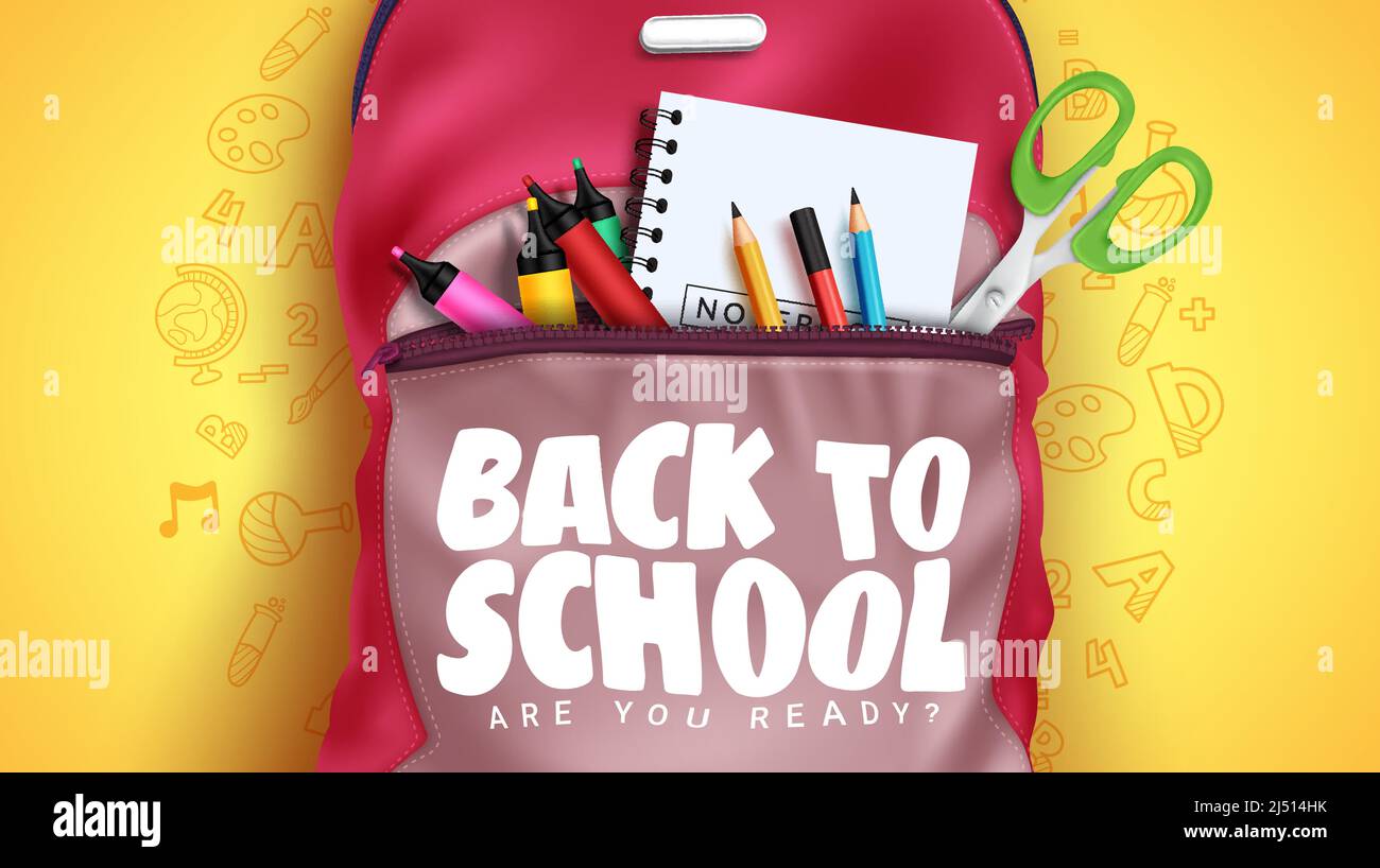 Back to school vector concept design. Back to school text in backpack ...