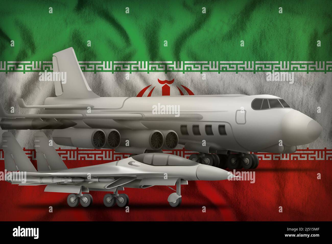 air forces on the Iran flag background. Iran air forces concept. 3d